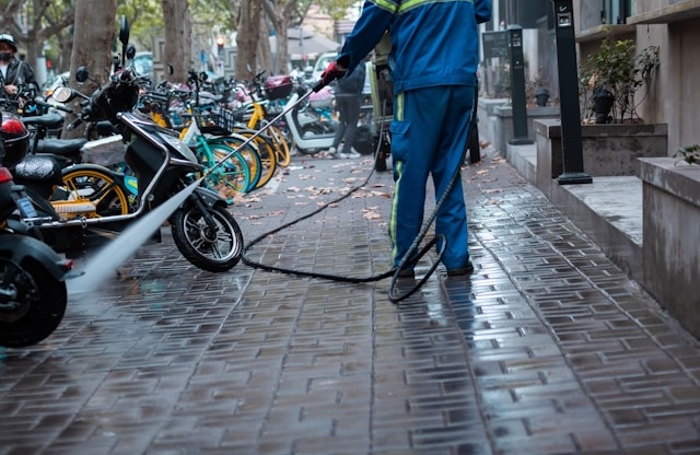 Power Washing Sidewalk